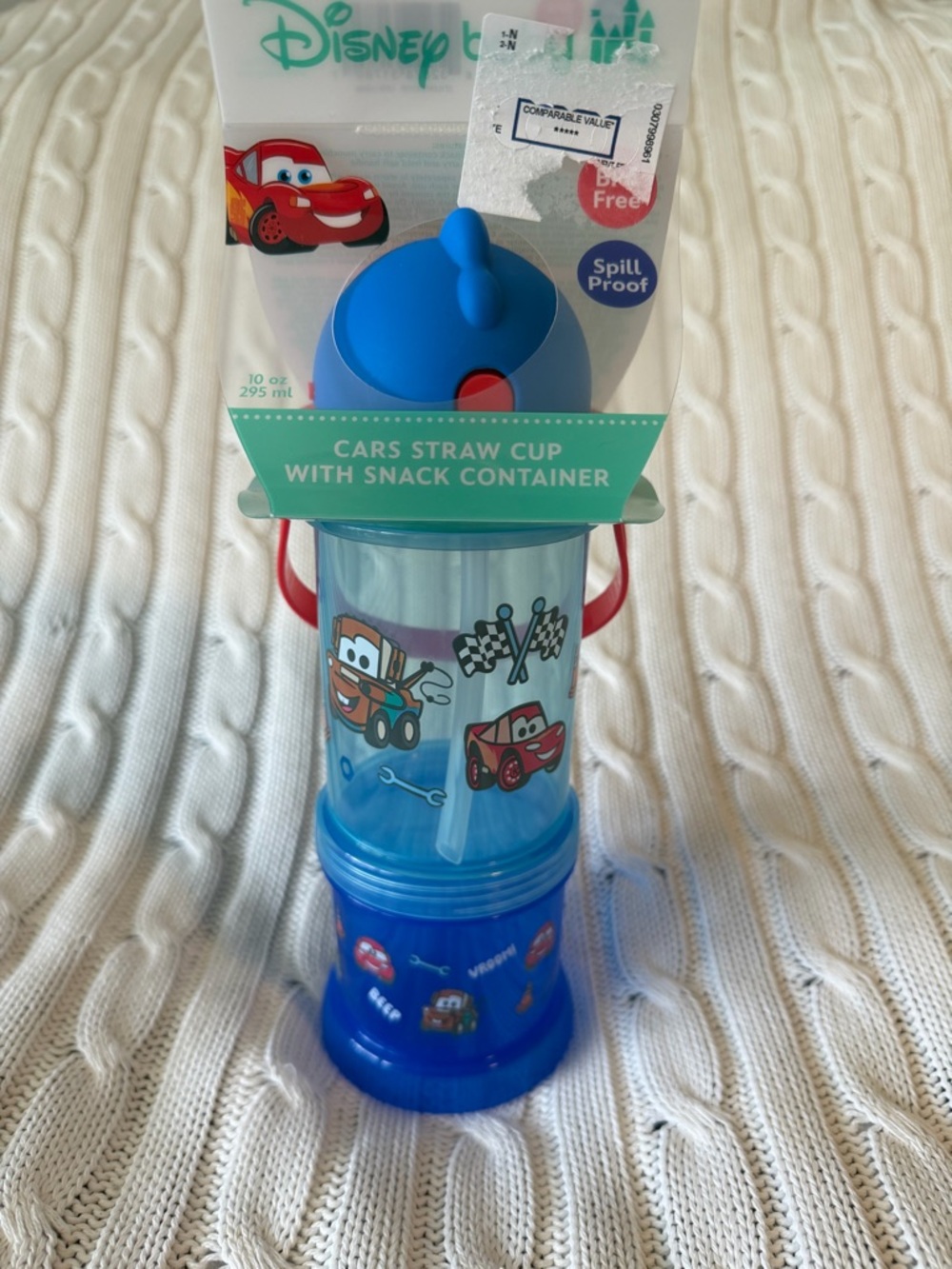 Disney Pixar Cars Lightning McQueen Tow Mater 10 Oz Straw Cup Snack Container 95